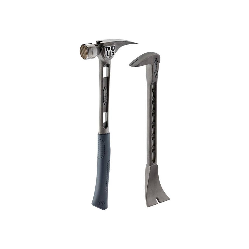 Stiletto 15 oz. TiBone 3 Milled Face with Curved Handle and Titanium Trim and Nail Puller TB3MC-TRIMBAR5