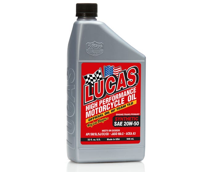 Lucas High Performance 20W 50 Synthetic Motorcycle Oil， Quart - 10702