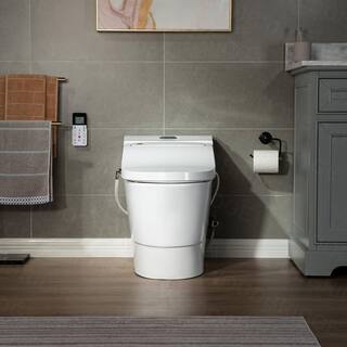 WOODBRIDGE Revel One Piece 1.1GPF1.6 GPF Dual Flush Elongated Toilet with Advance Smart Bidet Toilet in White HT737