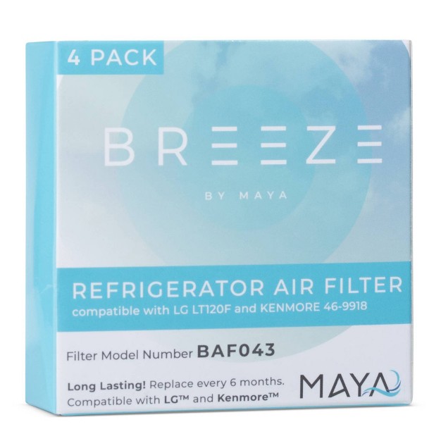 Breeze By Maya Replacement Lg Lt120f kenmore 469918 Refrigerator Air Filter 4pk Baf443