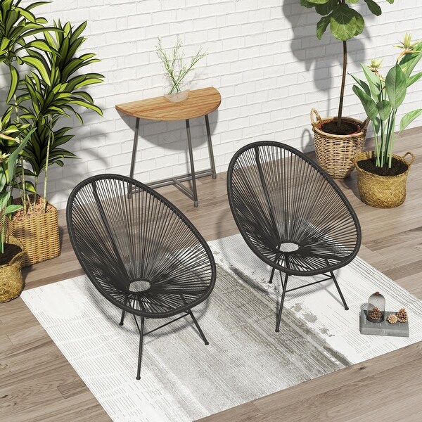 Corvus Sarcelles Acapulco Modern Wicker Bistro Chairs(Set of 2)