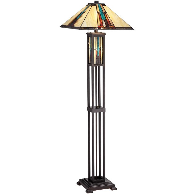 Tall Bronze With Led Nightlight Stained Art Glass Shade For Living Room Bedroom Office