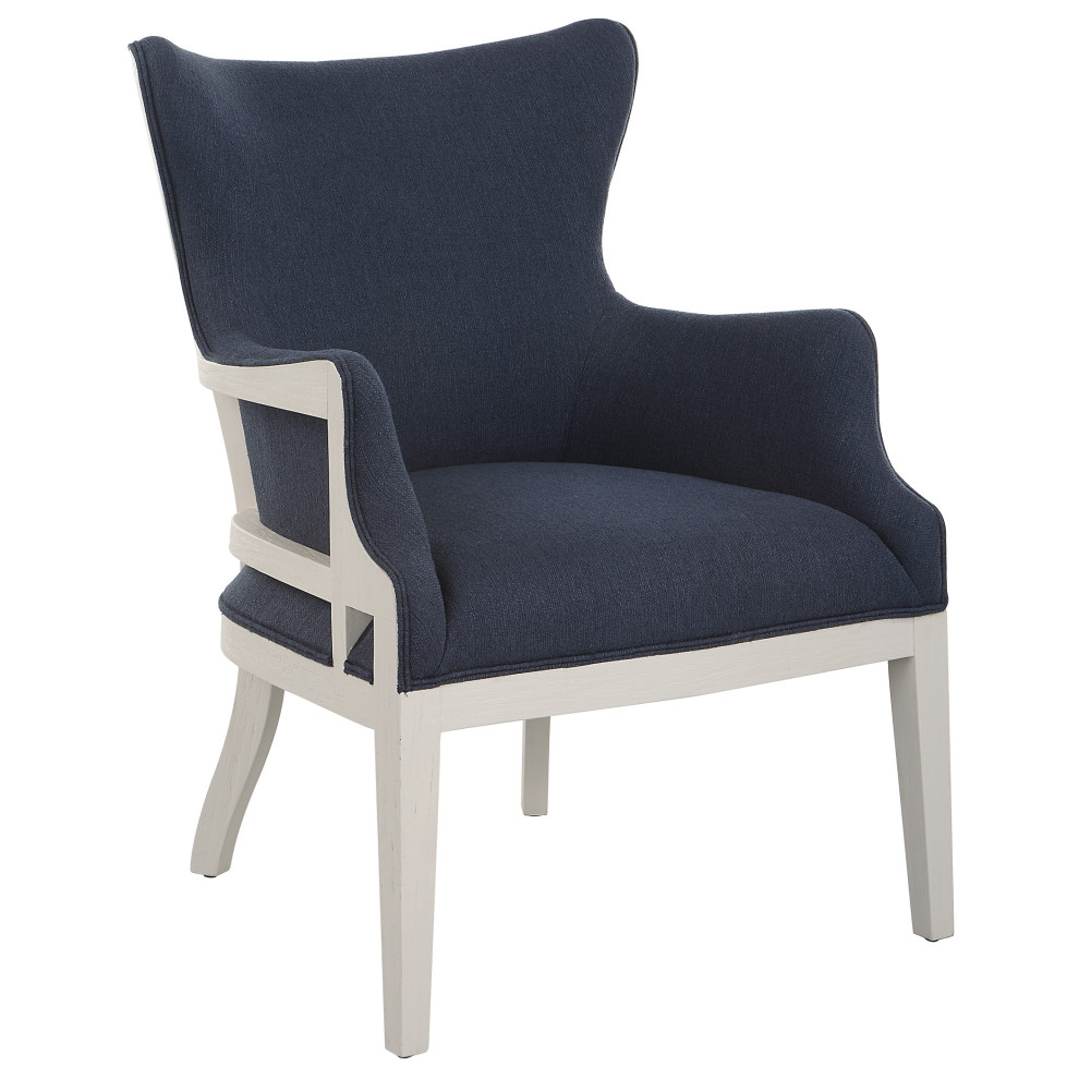 Gordonston Blue Fabric Accent Chair   Transitional   Armchairs And Accent Chairs   by Ownax  Houzz