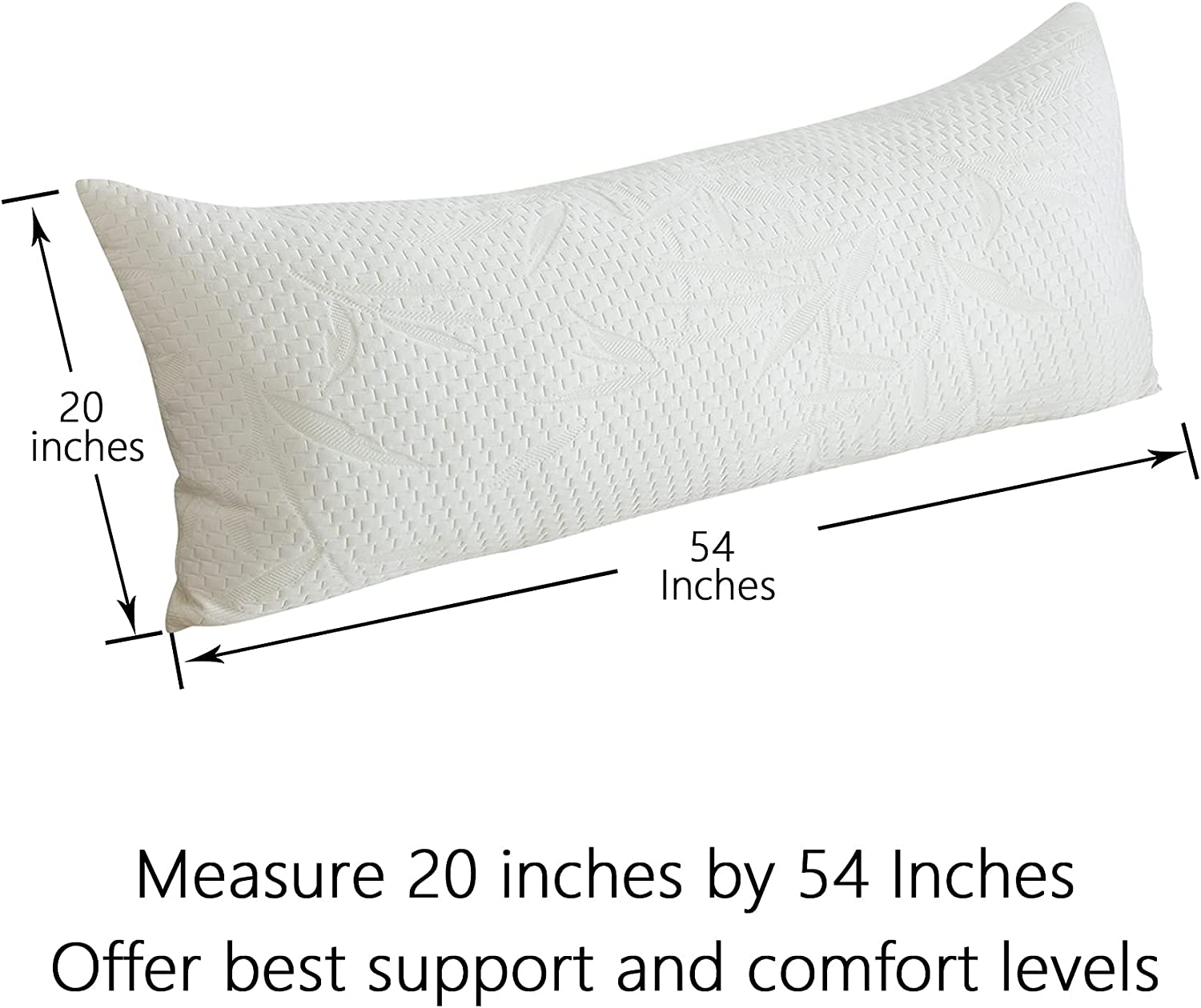 durable WhatsBedding Full Body Pillow for Adults -Removable Zippered Bamboo Cover Breathable Cooling Bed Body Pillow Long Pillow for Side Sleeper - 1 Pillow Insert+1 Pillow Cover - White