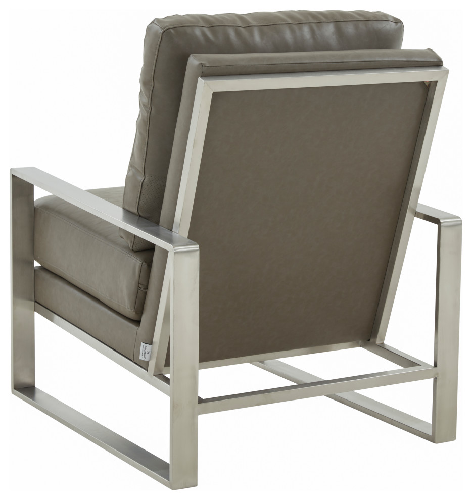 LeisureMod Jefferson Faux Leather Accent Armchair With Silver Frame   Contemporary   Armchairs And Accent Chairs   by LeisureMod  Houzz