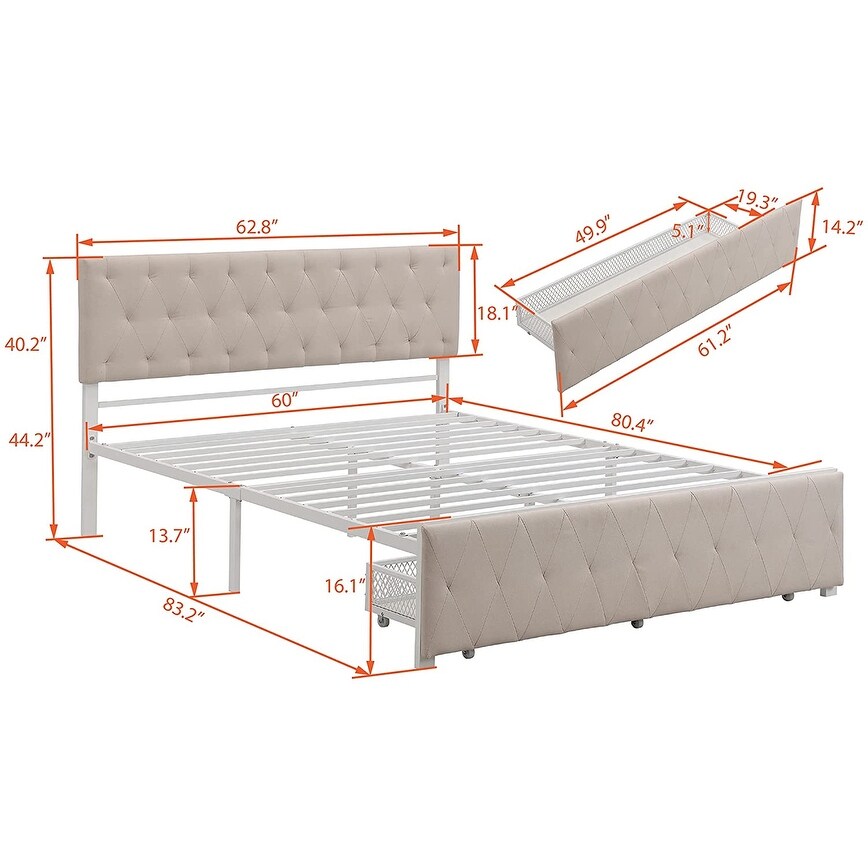 Modern Upholstered Storage Platform Bed with Big Drawer