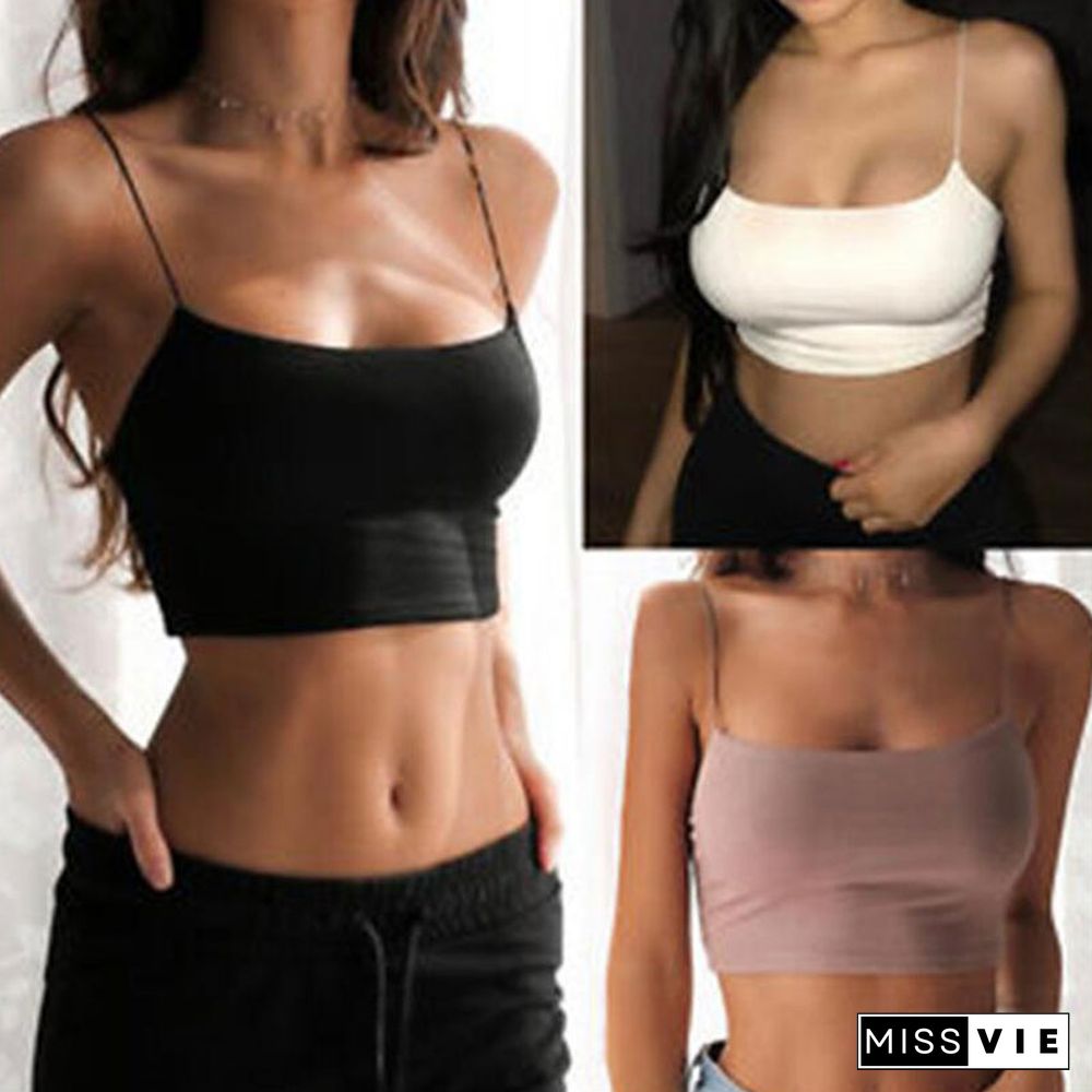 T Shirt Vest Tank Crop Women Sleeveless Sexy And Cool Strappy Bandeau Camisole Boobtube Tops Tees Summer Clothes Household