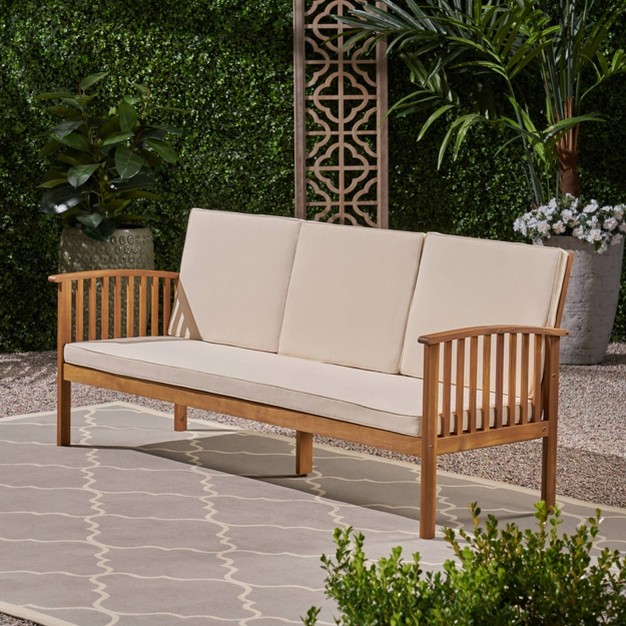 Carolina Acacia Wood Patio Sofa Teak Christopher Knight Home