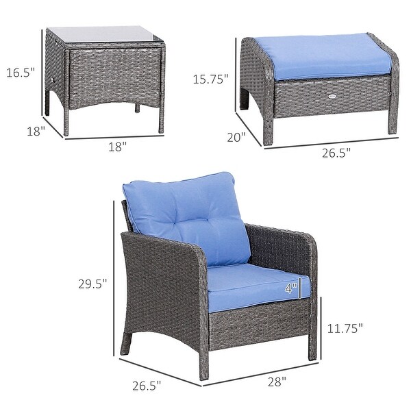 Outsunny 5piece Wicker Patio Chairs，Ottomans，and Coffee Table Set