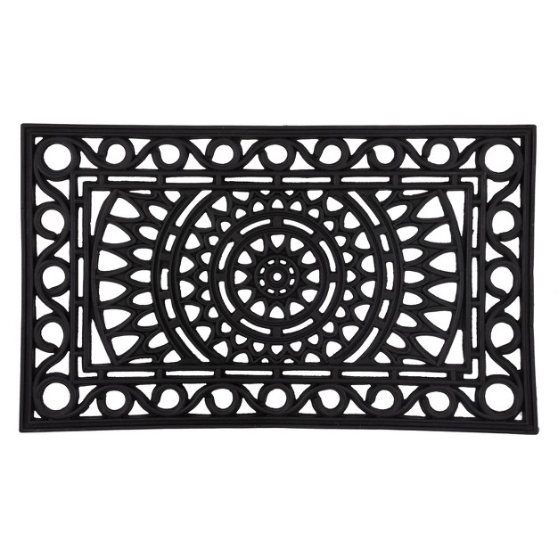 X 2 x27 5 quot Sunburst Indoor outdoor Recycled Rubber Doormat Black Entryways