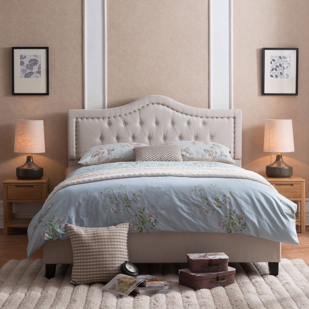 Dante Upholstered Tufted Fabric Queen Bed by Christopher Knight Home