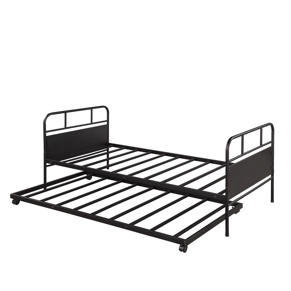 Metal Daybed Platform Bed Frame with Trundle