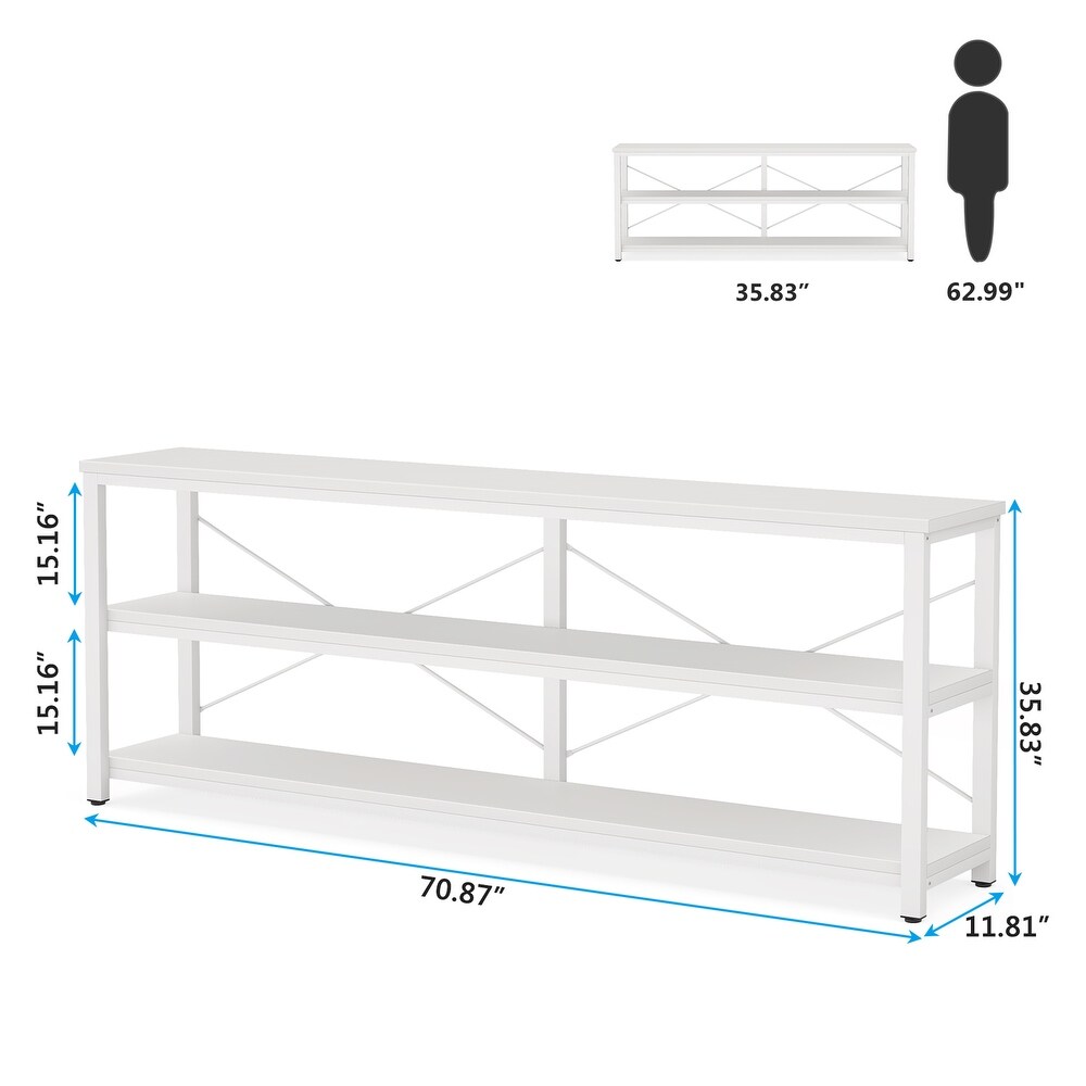 Extra Long Console Sofa Table with Metal Frame for Entrance  3 Tiers TV Stand