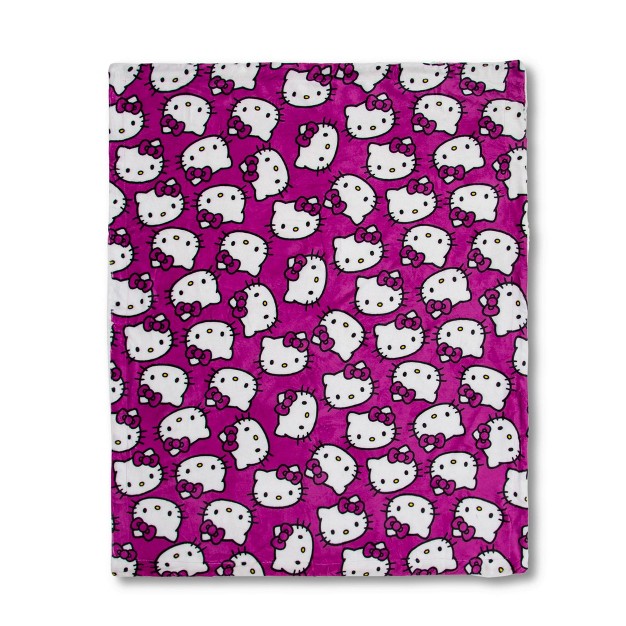 The Northwest Company Sanrio Hello Kitty Whiskers And Bows Throw Blanket 50 X 60 Inches