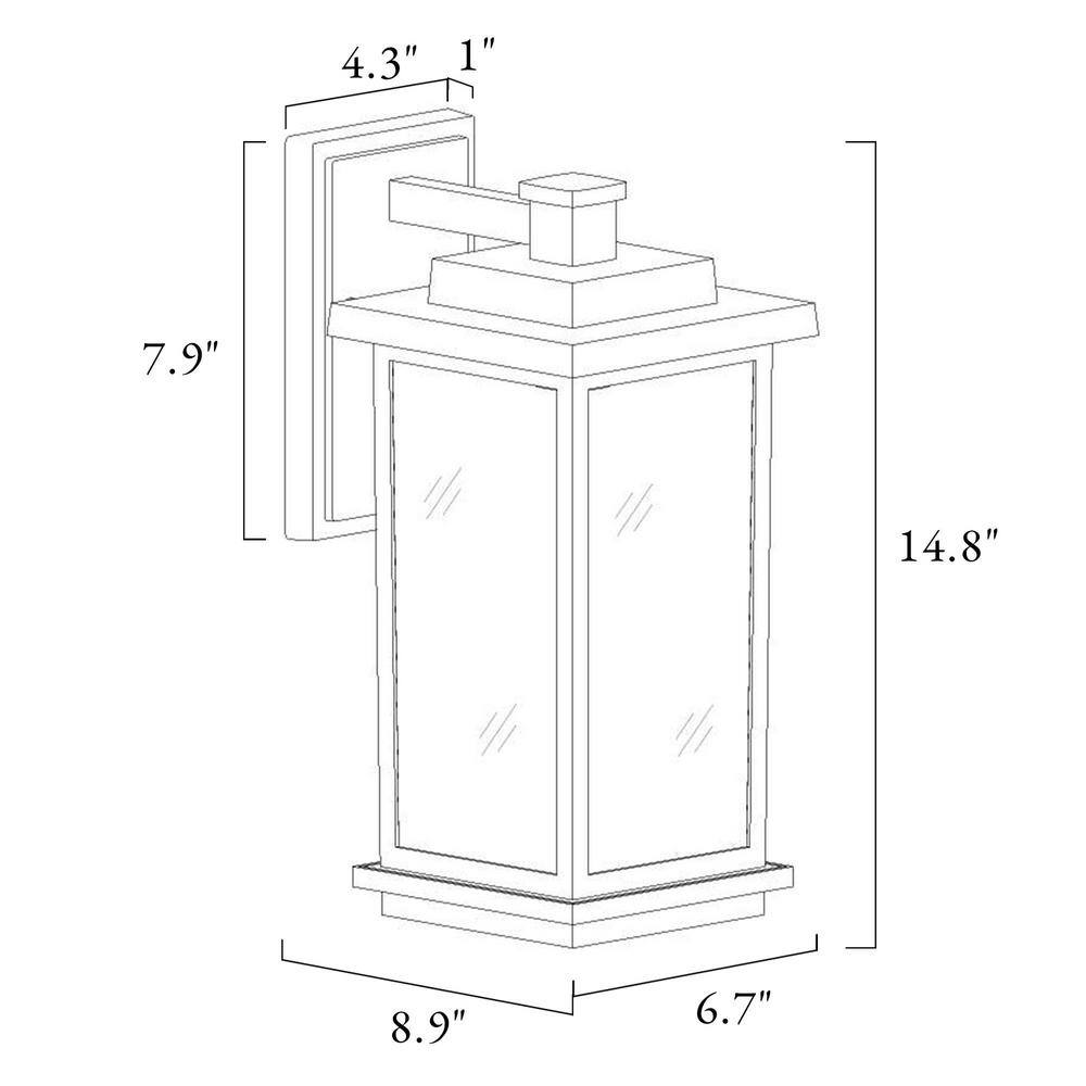 LNC Modern 1-Light Matte Black Outdoor Wall Lantern Sconce with Clear Glass Shade for Pool HouseFront Porch Wall Light MJZF2EHD1156W68