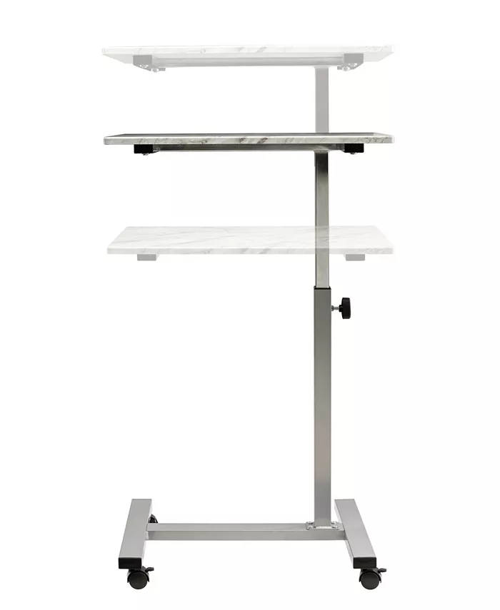 Seville Classics 23.6 airLIFT Over Bed Height Adjustable Mobile Side Table Cart Faux Marble