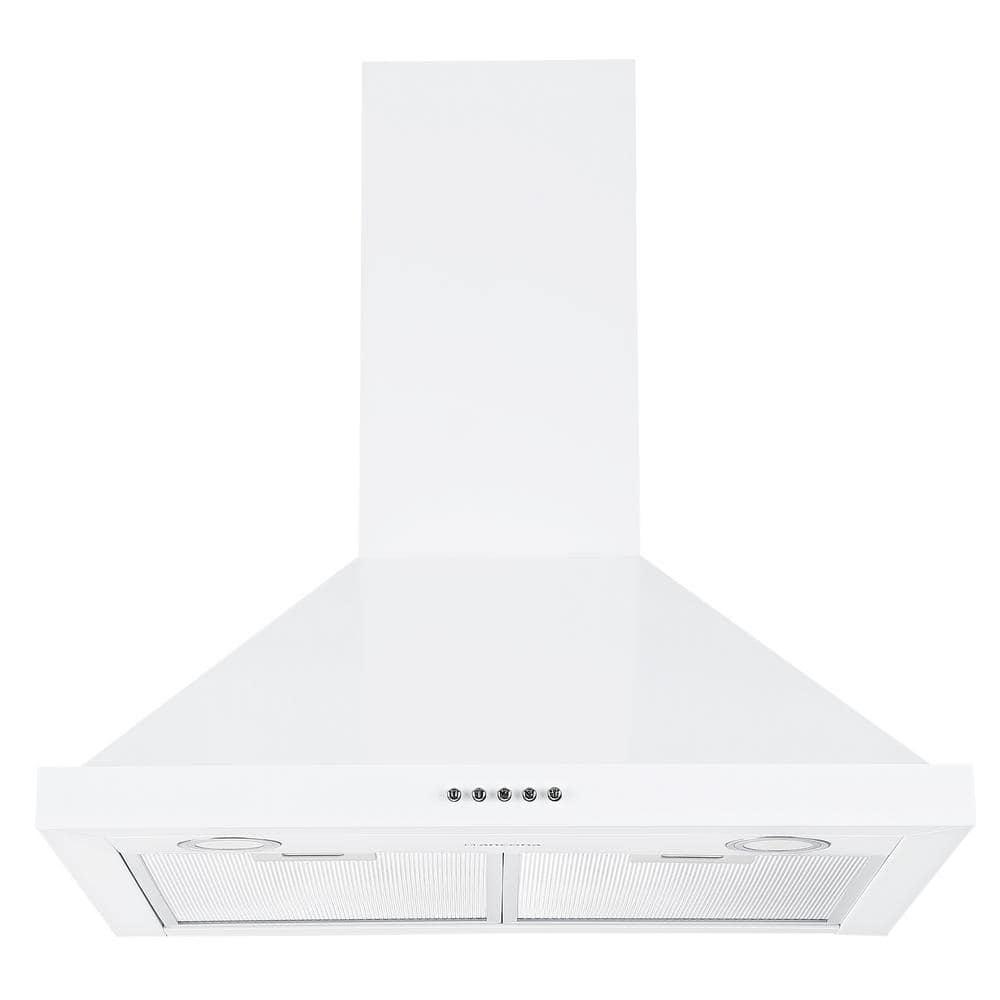 Ancona 24 in 280 CFM Convertible Wall Mount with Light Pyramid Range Hood in White