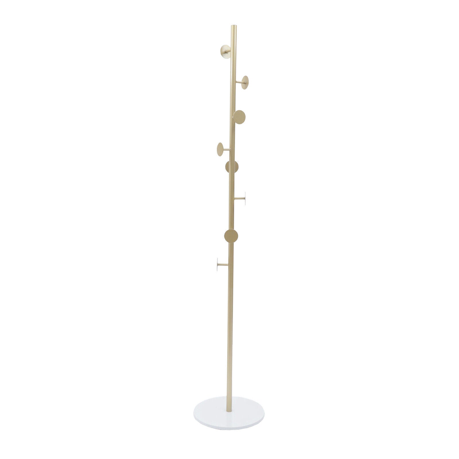 Miumaeov Golden Metal Coat Rack with 8 Hooks， Floor Stand Clothing Rack with Marble Base for Hat， Scarf， Coat， Coat Rack for Entryway Hallway， Living Room， Bedroom， Office