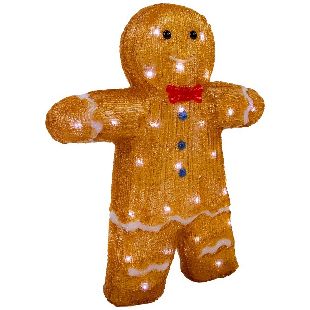 Led Lighted Acrylic Gingerbread Man With Bow Tie Christmas Decoration