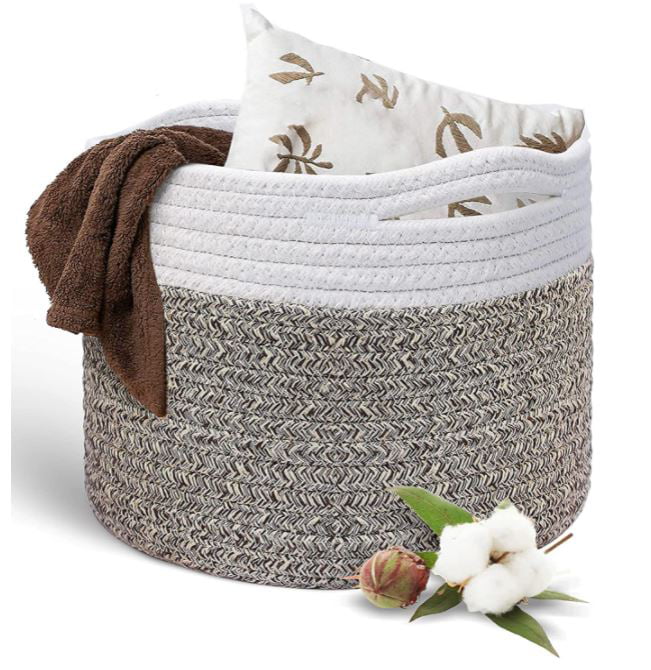 DVAM Cotton Rope Basket  Decorative Storage Basket 9.4x7.1 Inches