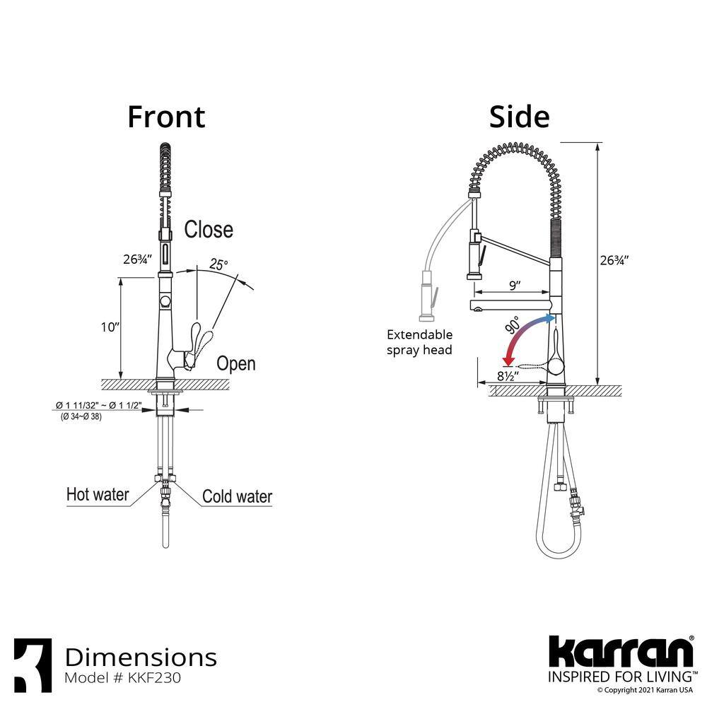 Karran Tumba Single Handle Pull Down Sprayer Kitchen Faucet in Matte Black KKF230MB