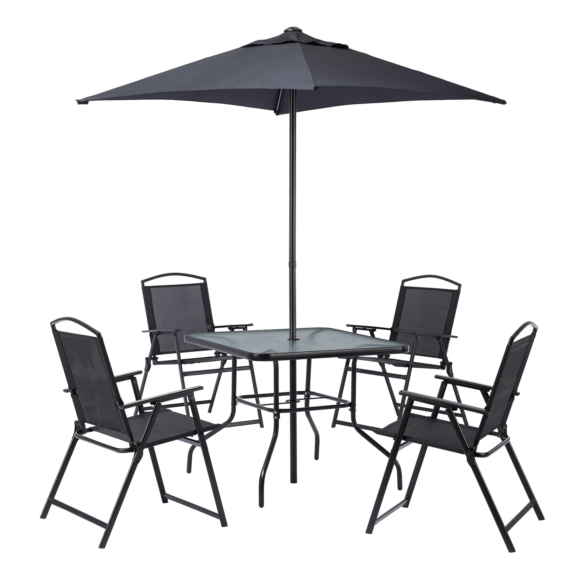 Mainstays Albany Lane 6-Piece Outdoor Patio Dining Set， Black