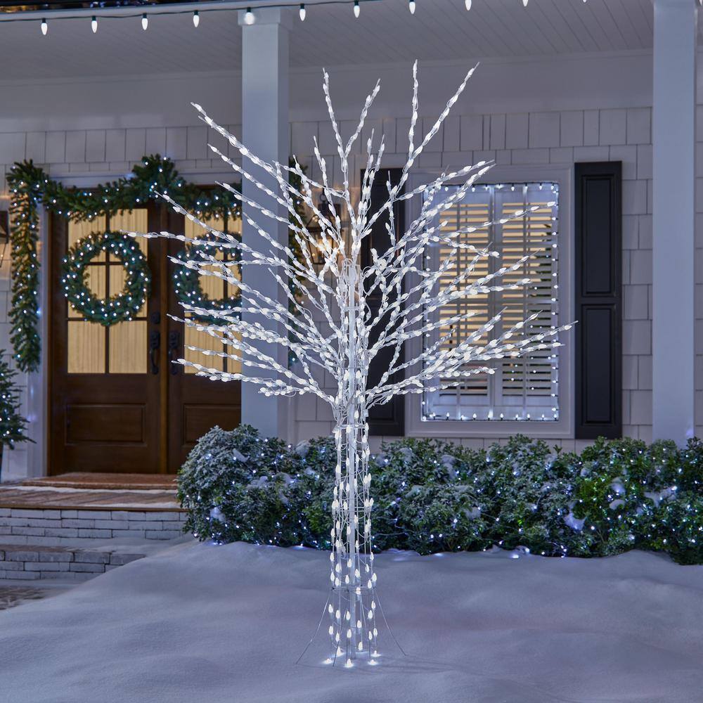 8 ft. Giant-Sized Bare Branch White LED Tree Holiday Yard Decoration 4407463W-18UHO1