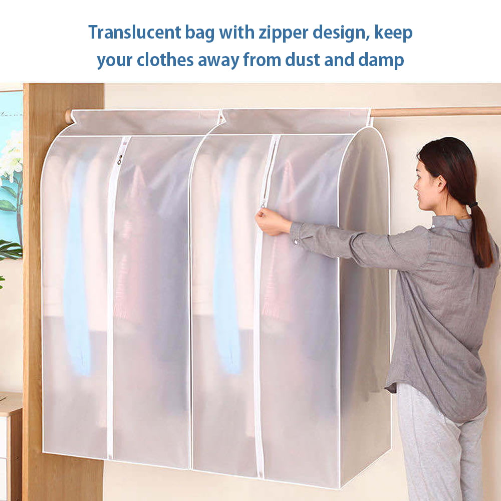 Garment Clothes Cover Protector Hanging Garment Storage Bag Translucent Dustproof Waterproof Hanging Storage Bag For Wardrobe With Full Zipper