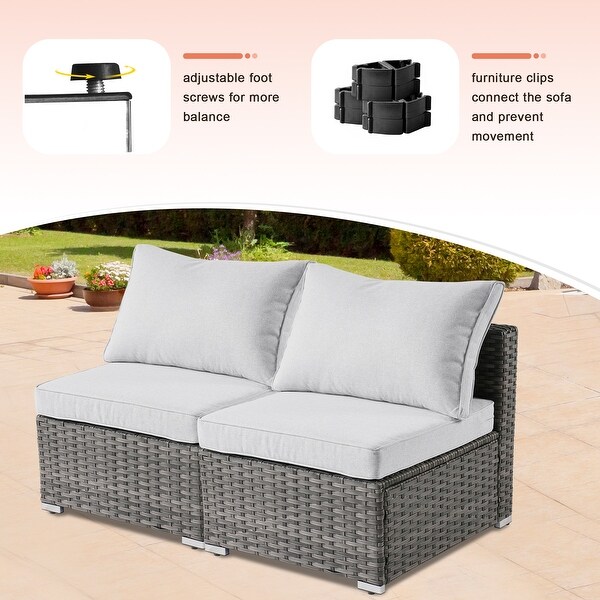 XIZZI Patio Furniture Set 6 Pieces Outdoor Sectional Rattan Sofa with Firepit