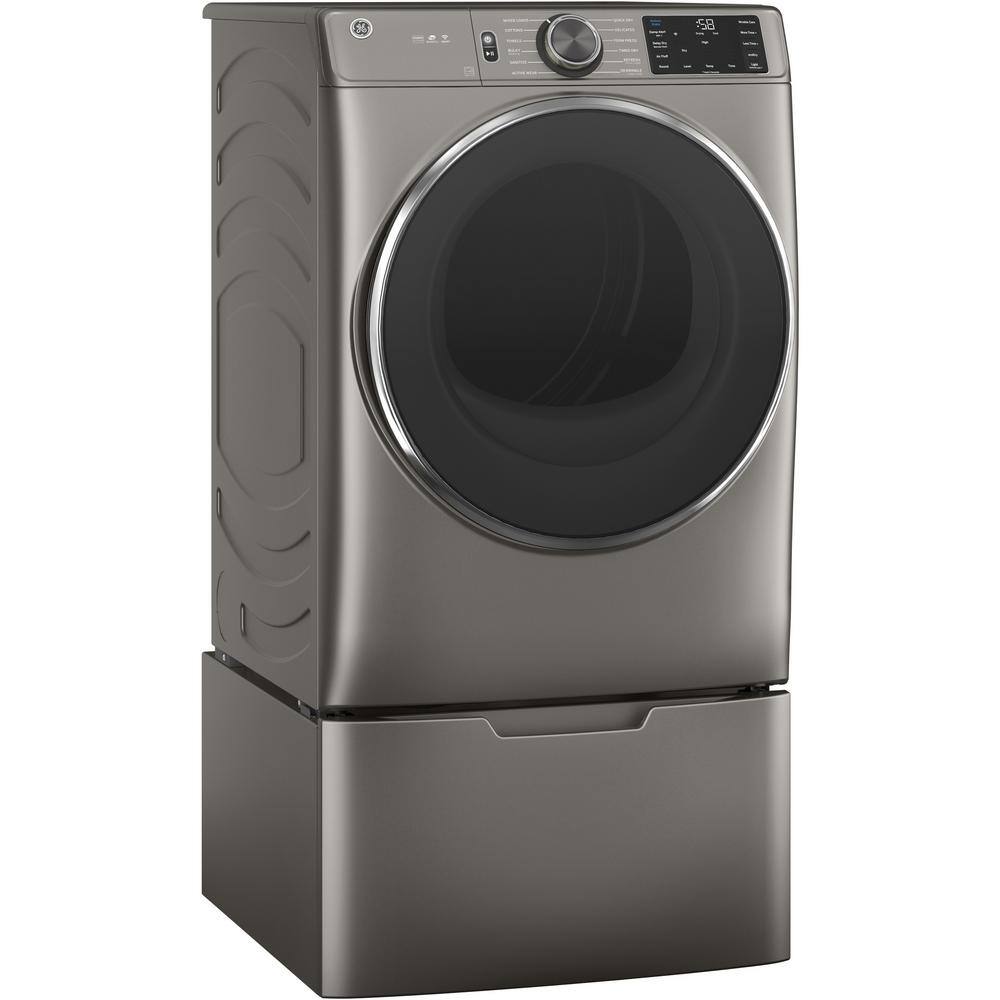 GE 7.8 cu. ft. Smart Front Load Electric Dryer in Satin Nickel with Steam and Sanitize Cycle ENERGY STAR GFD65ESPNSN