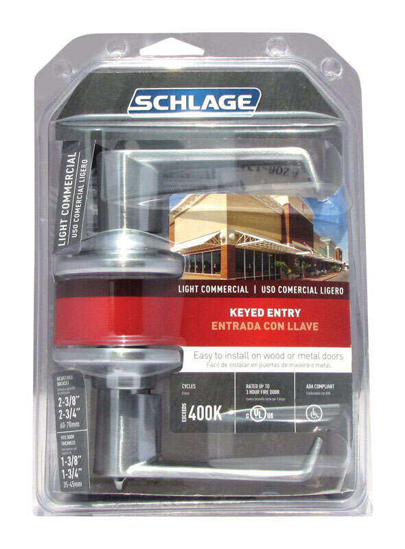 Schlage Elan Satin Chrome Entry Lockset 1-3/4 in.