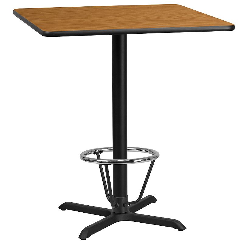 Emma and Oliver 36 Square Black Laminate Bar Table Top-30x30 Base/Foot Ring