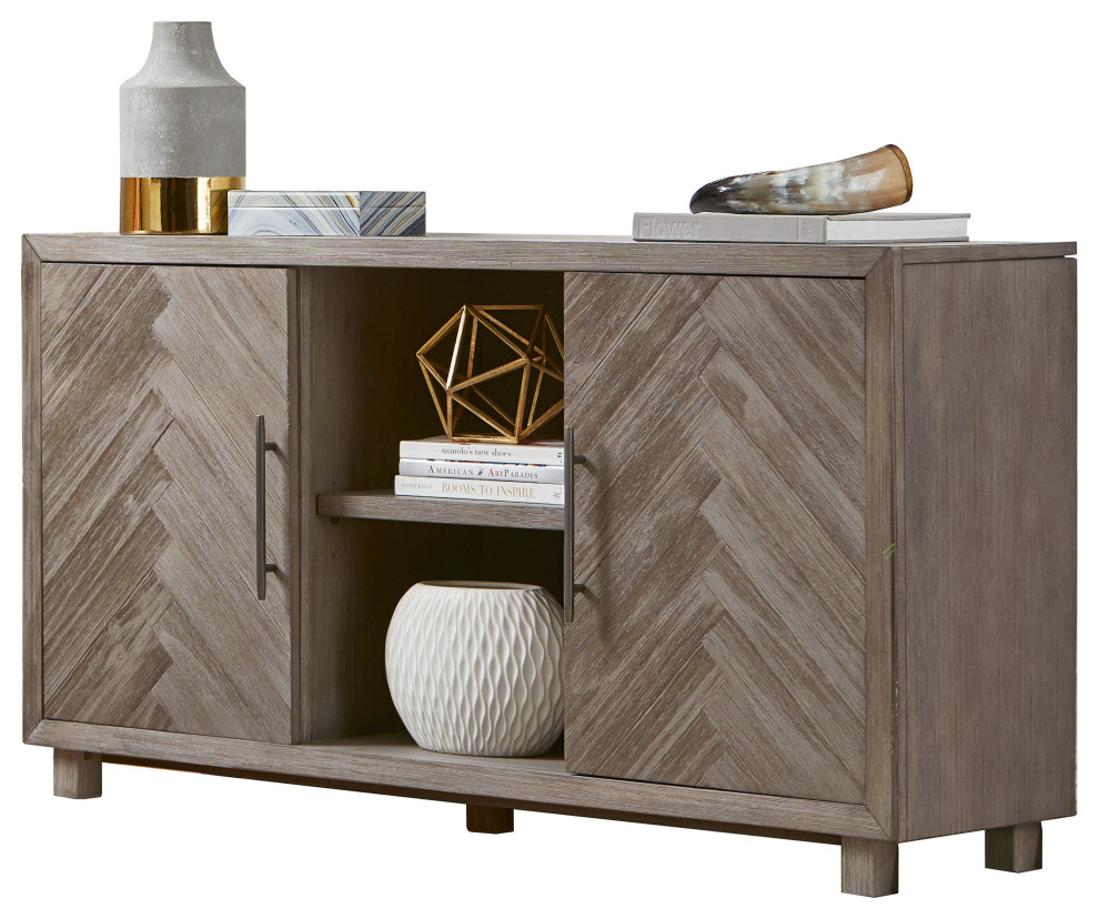 60 quotTV Console  Entertainment Stand  Wood Accent Cabinet  Fully Assembled  Gray   Transitional   Entertainment Centers And Tv Stands   by Martin Furniture  Houzz