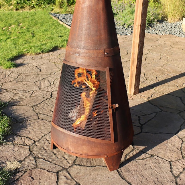 Sunnydaze Decor RCM-504 70-in H x 23.5-in D x 23.5-in W Orange Steel Chiminea