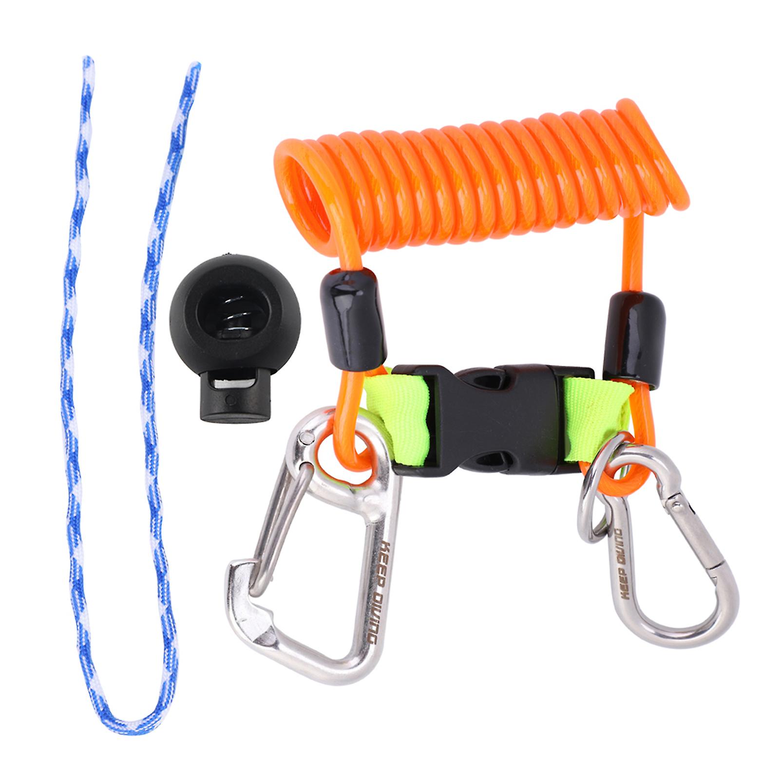 Keep Diving Anti Lost Spring Coil Lanyard Safety Emergency Tool With Quick Release (orange)