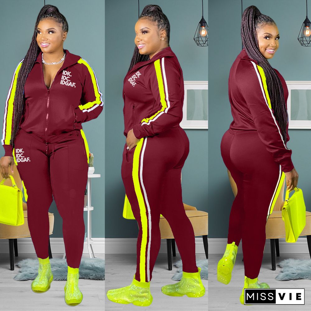 Long Sleeve Zipper Jackets and Pants Tracksuits