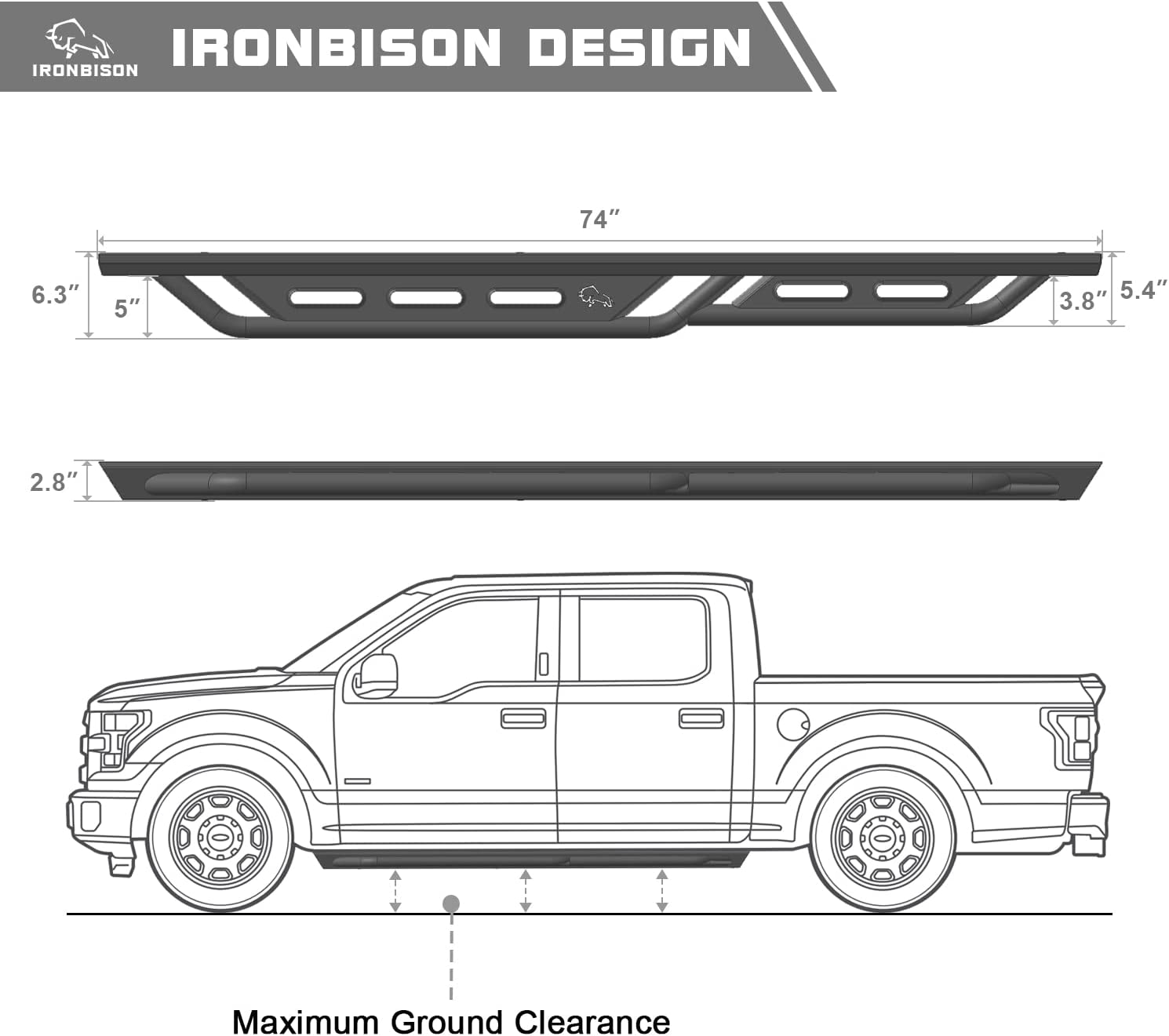 IRONBISON Running Boards Fits 2005-2023 Nissan Frontier Crew Cab Heavy Duty Pickup Truck Side Steps Off Road Nerf Bars Step Rails Heavy Texture Black