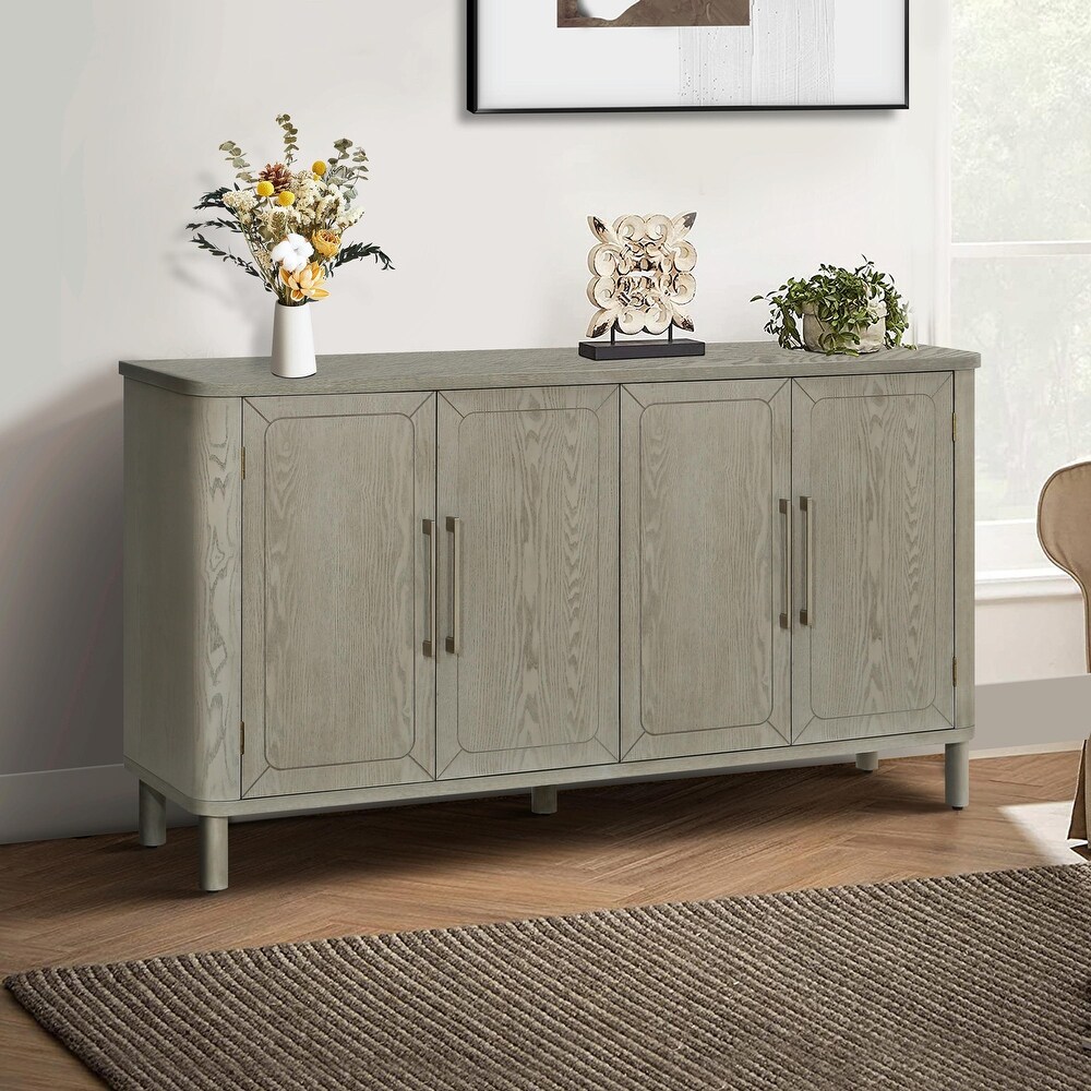 Curved Countertop Storage Cabinet with Four Doors