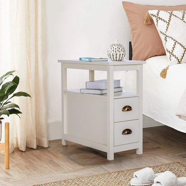 Sophia and William End Table with 2 Storage Drawers and Open Shelf