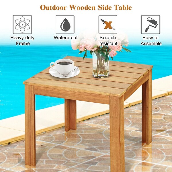 Gymax 2PCS Wooden Square Side End Table Patio Coffee Bistro Table