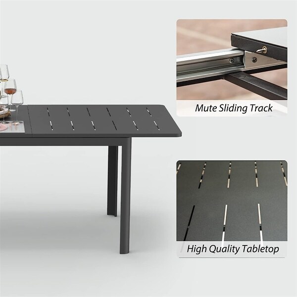 Patio Dining Expandable Table，Metal Aluminum Outdoor Table for 68 Person Rectangular Table for Porch Lawn(1 Table)