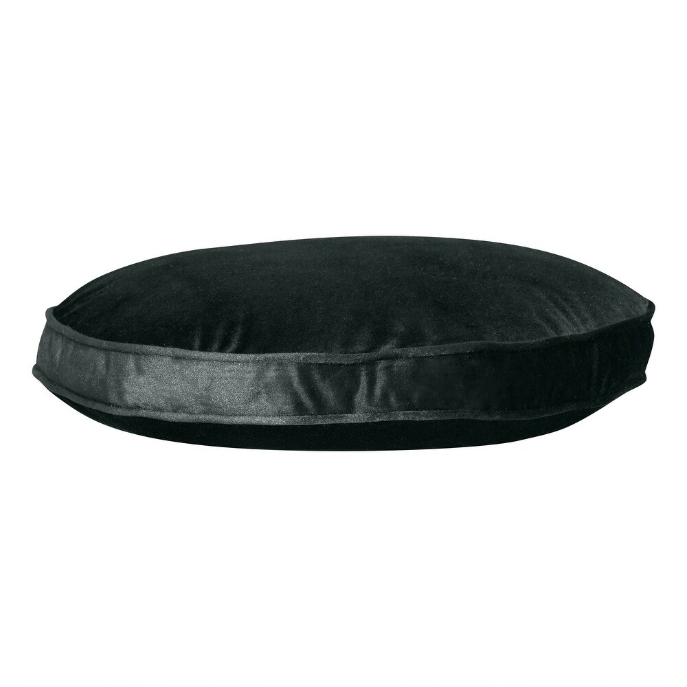 Edie At Home Velvet Round Decorative Throw Pillow  Black