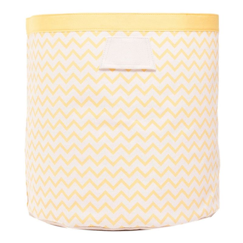 Cylindrical Cotton Canvas Storage Bin ZigZag Yellow