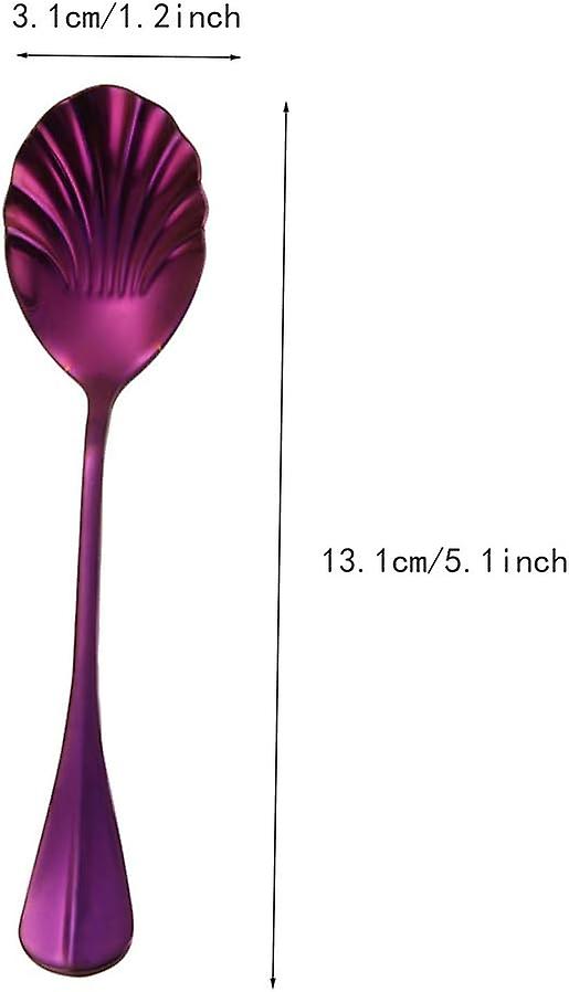 Shell Shape Tea Spoon Set， Colorful Stainless Steel Tea Dinner Table Mixing Spoon Kit， Dessert Coffee Sugar Spoon For Ice-cream， Milkshake， Coffee And