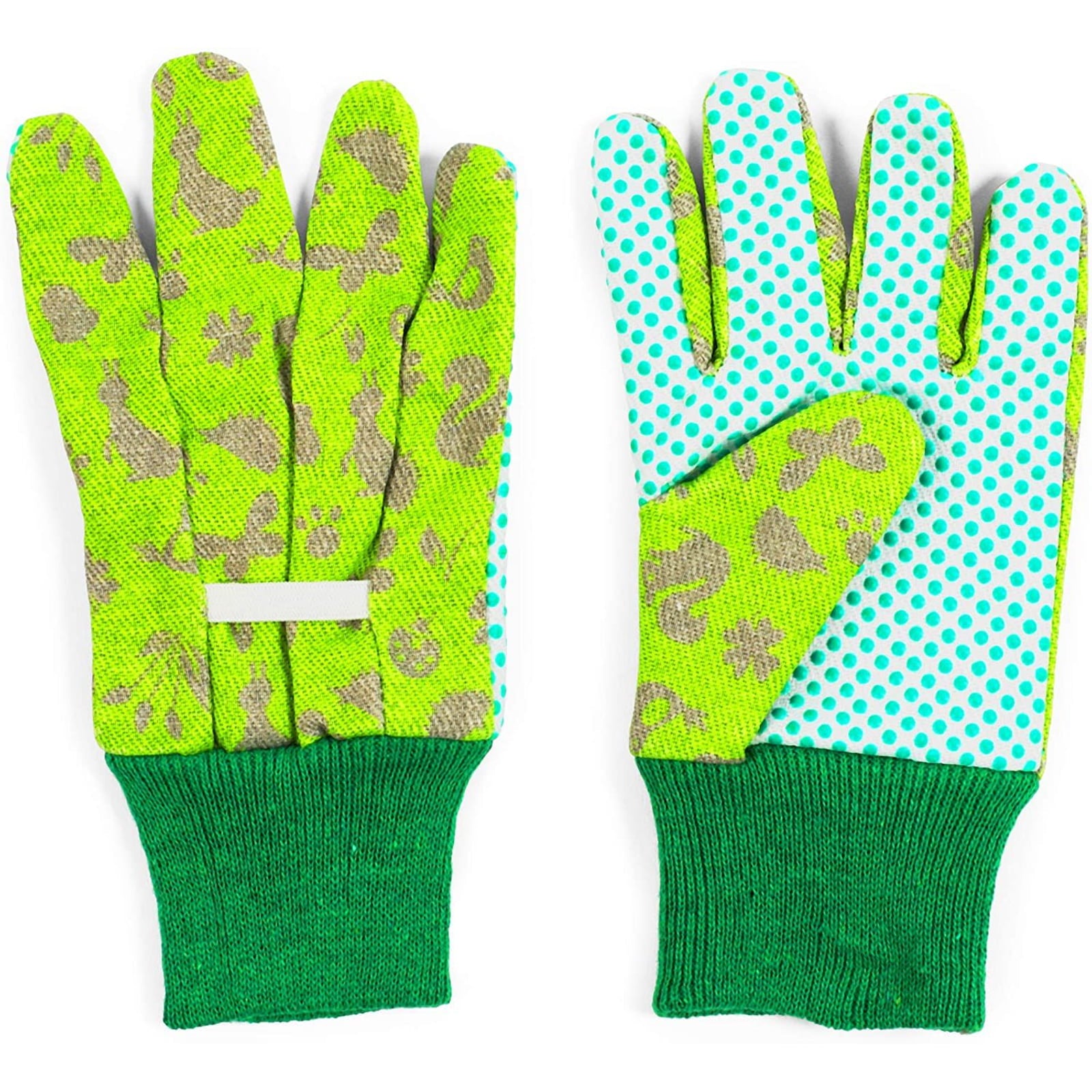 6 Pairs Green Kids Garden Work Gloves for Age 3-6 Children and Outdoor Patio Gardening Work