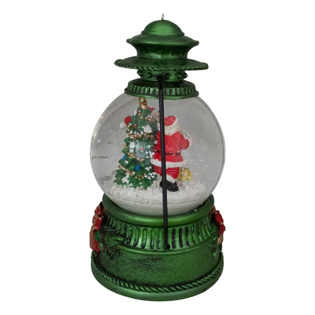 Santa Claus And Kids By Christmas Tree Lantern Snow Globe