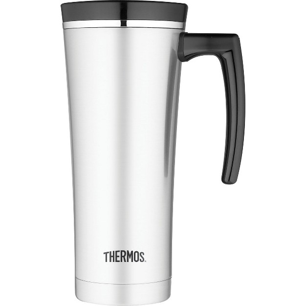 Thermos 16 Oz Sipp Insulated Stainless Steel Travel Mug W Handle Silver black