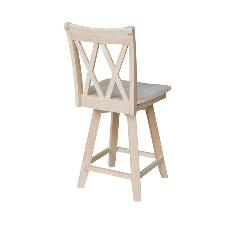 International Concepts Double X Back Counter Stool， 24， Swivel