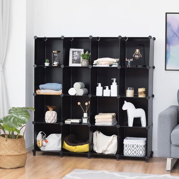 Costway 16 Cube Storage Organizer Plastic Organizer Units 49 5 x27 x27 X 13 x27 x27 X 50 5 x27 x27 Black