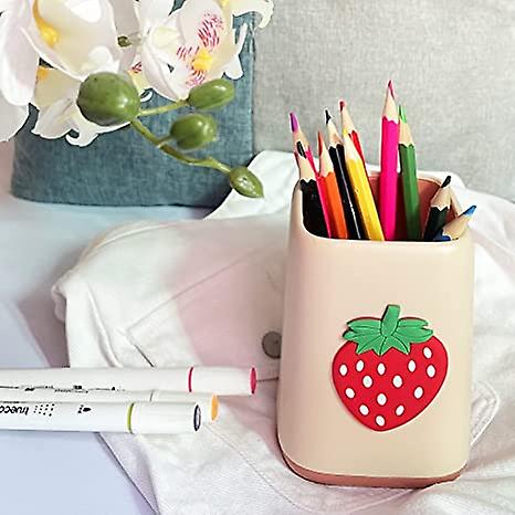 Cute Pen Holder For Desk， Pencil Pen Cup Holder For Desk Kids， Home Accessory Office Storage Women Makeup Brush Organizer Lovely (strawberry)